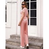 image:imageBeryLove Womens 2 Piece Outfits Lounge Sets Slim Short Sleeve Tops Wide Leg Pants Sets Tracksuits Match Sets