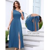 image:imageBeryLove Womens Formal Elegant Wedding Guest Dresses One Shoulder A Line Maxi Cocktail Slit DressGrey Blue