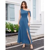 image:imageBeryLove Womens Formal Elegant Wedding Guest Dresses One Shoulder A Line Maxi Cocktail Slit DressGrey Blue