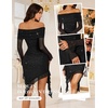image:imageBeryLove Womens Off Shoulder Sequin Prom Dress Ruched Bodycon Glitter Club Cocktail Gown Long Sleeves Formal Party Short Sexy Dresses WYS001 Black S