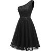 image:imageBeryLove Womens Sequin Homecoming Formal OneShoulder Cocktail Dress for TeensBlack