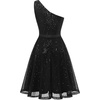 image:imageBeryLove Womens Sequin Homecoming Formal OneShoulder Cocktail Dress for TeensBlack