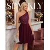 image:imageBeryLove Womens Sequin Homecoming Formal OneShoulder Cocktail Dress for TeensBurgundynew