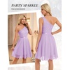 image:imageBeryLove Womens Sequin Homecoming Formal OneShoulder Cocktail Dress for TeensLavendernew