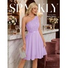 image:imageBeryLove Womens Sequin Homecoming Formal OneShoulder Cocktail Dress for TeensLavendernew