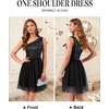 image:imageBeryLove Womens Sequin Homecoming Formal OneShoulder Cocktail Dress for TeensTulle Black
