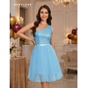 image:imageBeryLove Womens Sequin Homecoming Formal OneShoulder Cocktail Dress for TeensTulle Blue