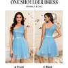 image:imageBeryLove Womens Sequin Homecoming Formal OneShoulder Cocktail Dress for TeensTulle Blue