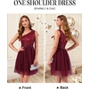 image:imageBeryLove Womens Sequin Homecoming Formal OneShoulder Cocktail Dress for TeensTulle Burgundy