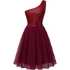 image:imageBeryLove Womens Sequin Homecoming Formal OneShoulder Cocktail Dress for TeensTulle Burgundy