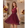 image:imageBeryLove Womens Sequin Homecoming Formal OneShoulder Cocktail Dress for TeensTulle Burgundy