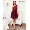image:imageBeryLove Womens Sequin Homecoming Formal OneShoulder Cocktail Dress for TeensTulle Burgundy