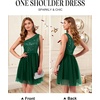 image:imageBeryLove Womens Sequin Homecoming Formal OneShoulder Cocktail Dress for TeensTulle Dark Green