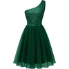image:imageBeryLove Womens Sequin Homecoming Formal OneShoulder Cocktail Dress for TeensTulle Dark Green