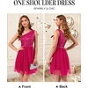 image:imageBeryLove Womens Sequin Homecoming Formal OneShoulder Cocktail Dress for TeensTulle Hot Pink