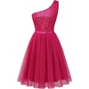 image:imageBeryLove Womens Sequin Homecoming Formal OneShoulder Cocktail Dress for TeensTulle Hot Pink