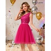 image:imageBeryLove Womens Sequin Homecoming Formal OneShoulder Cocktail Dress for TeensTulle Hot Pink