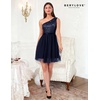 image:imageBeryLove Womens Sequin Homecoming Formal OneShoulder Cocktail Dress for TeensTulle Navy