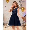 image:imageBeryLove Womens Sequin Homecoming Formal OneShoulder Cocktail Dress for TeensTulle Navy