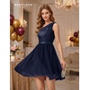image:imageBeryLove Womens Sequin Homecoming Formal OneShoulder Cocktail Dress for TeensTulle Navy