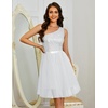 image:imageBeryLove Womens Sequin Homecoming Formal OneShoulder Cocktail Dress for TeensTulle White