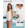 image:imageBeryLove Womens Sequin Tank Tops Spaghetti Straps V Neck Layered Ruffle Halter Camisole Blouses
