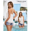 image:imageBeryLove Womens Sequin Tank Tops Spaghetti Straps V Neck Layered Ruffle Halter Camisole Blouses