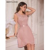 image:imageBeryLove Womens Short Prom Dresses for Teens Sleeveless Flowy A Line Wedding Guest Lace Formal DressBlush Sequin