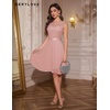 image:imageBeryLove Womens Short Prom Dresses for Teens Sleeveless Flowy A Line Wedding Guest Lace Formal DressBlush Sequin