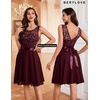 image:imageBeryLove Womens Short Prom Dresses for Teens Sleeveless Flowy A Line Wedding Guest Lace Formal DressBurgundy Sequin
