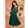 image:imageBeryLove Womens Short Prom Dresses for Teens Sleeveless Flowy A Line Wedding Guest Lace Formal DressDarkgreen Sequin