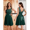 image:imageBeryLove Womens Short Prom Dresses for Teens Sleeveless Flowy A Line Wedding Guest Lace Formal DressDarkgreen Sequin