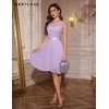 image:imageBeryLove Womens Short Prom Dresses for Teens Sleeveless Flowy A Line Wedding Guest Lace Formal DressLavender Sequin