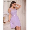 image:imageBeryLove Womens Short Prom Dresses for Teens Sleeveless Flowy A Line Wedding Guest Lace Formal DressLavender Sequin