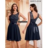 image:imageBeryLove Womens Short Prom Dresses for Teens Sleeveless Flowy A Line Wedding Guest Lace Formal DressNavy Sequin
