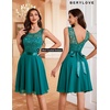 image:imageBeryLove Womens Short Prom Dresses for Teens Sleeveless Flowy A Line Wedding Guest Lace Formal DressPeacockgreen Sequin