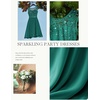 image:imageBeryLove Womens Short Prom Dresses for Teens Sleeveless Flowy A Line Wedding Guest Lace Formal DressPeacockgreen Sequin