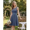 image:imageBeryLove Womens Short Prom Dresses for Teens Sleeveless Flowy A Line Wedding Guest Lace Formal DressShortblue