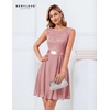 image:imageBeryLove Womens Short Prom Dresses for Teens Sleeveless Flowy A Line Wedding Guest Lace Formal DressShortblush
