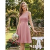 image:imageBeryLove Womens Short Prom Dresses for Teens Sleeveless Flowy A Line Wedding Guest Lace Formal DressShortblush