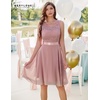image:imageBeryLove Womens Short Prom Dresses for Teens Sleeveless Flowy A Line Wedding Guest Lace Formal DressShortblush