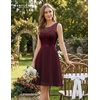 image:imageBeryLove Womens Short Prom Dresses for Teens Sleeveless Flowy A Line Wedding Guest Lace Formal DressShortburgundy
