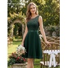 image:imageBeryLove Womens Short Prom Dresses for Teens Sleeveless Flowy A Line Wedding Guest Lace Formal DressShortdarkgreen