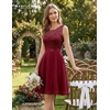 image:imageBeryLove Womens Short Prom Dresses for Teens Sleeveless Flowy A Line Wedding Guest Lace Formal DressShortdarkred