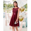 image:imageBeryLove Womens Short Prom Dresses for Teens Sleeveless Flowy A Line Wedding Guest Lace Formal DressShortdarkred