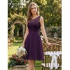 image:imageBeryLove Womens Short Prom Dresses for Teens Sleeveless Flowy A Line Wedding Guest Lace Formal DressShortgrape