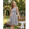 image:imageBeryLove Womens Short Prom Dresses for Teens Sleeveless Flowy A Line Wedding Guest Lace Formal DressShortgrey