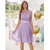 image:imageBeryLove Womens Short Prom Dresses for Teens Sleeveless Flowy A Line Wedding Guest Lace Formal DressShortlavender