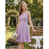 image:imageBeryLove Womens Short Prom Dresses for Teens Sleeveless Flowy A Line Wedding Guest Lace Formal DressShortlavender
