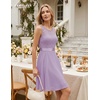 image:imageBeryLove Womens Short Prom Dresses for Teens Sleeveless Flowy A Line Wedding Guest Lace Formal DressShortlavender